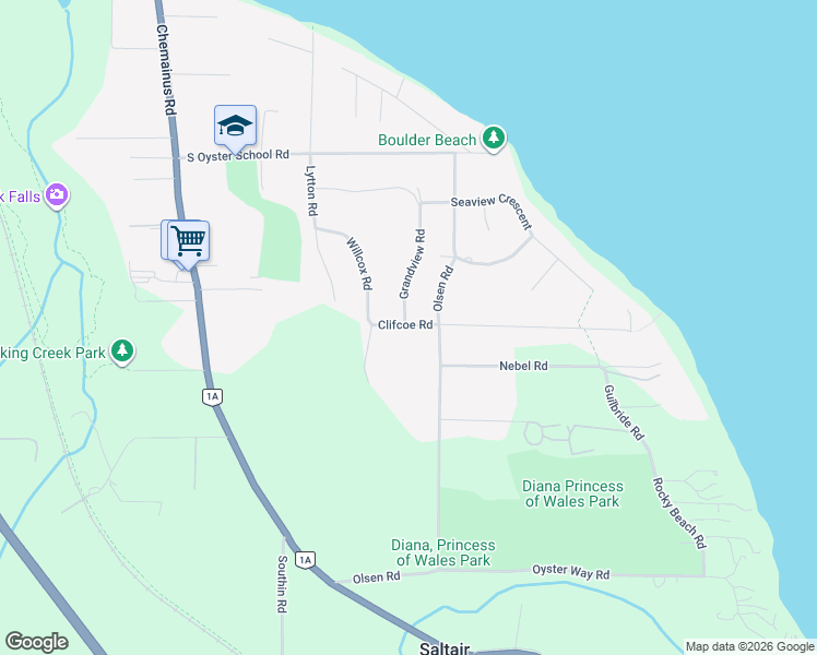 map of restaurants, bars, coffee shops, grocery stores, and more near 10842 Grandview Road in Ladysmith