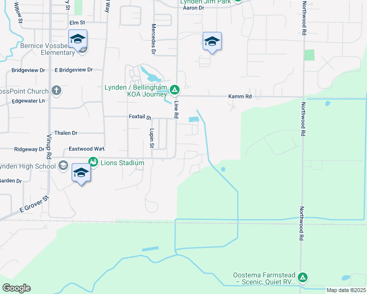 map of restaurants, bars, coffee shops, grocery stores, and more near 1729 Baker Crown Circle in Lynden