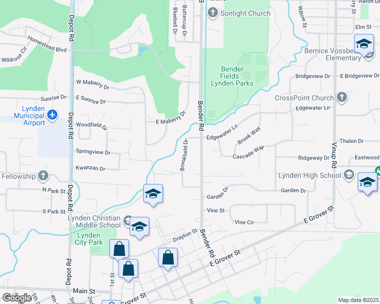 map of restaurants, bars, coffee shops, grocery stores, and more near 8655 Brookfield Drive in Lynden