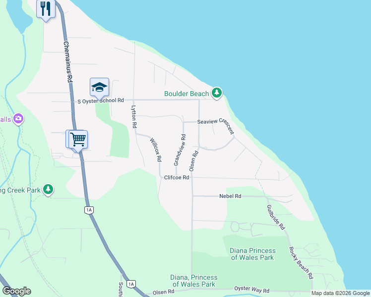 map of restaurants, bars, coffee shops, grocery stores, and more near 10875 Grandview Road in Ladysmith