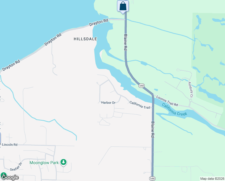 map of restaurants, bars, coffee shops, grocery stores, and more near 4599 California Trail in Blaine
