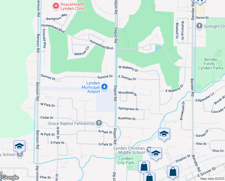 map of restaurants, bars, coffee shops, grocery stores, and more near 8655 Depot Road in Lynden
