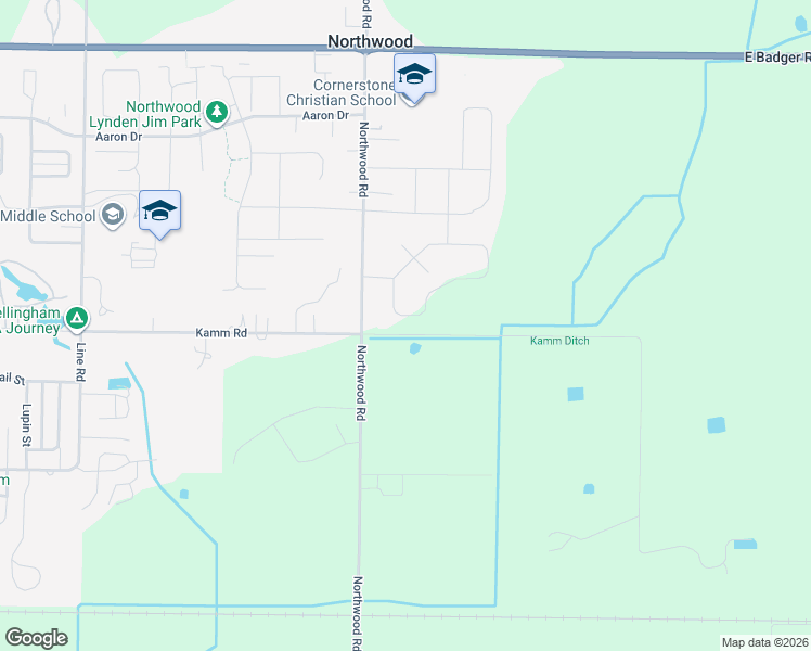 map of restaurants, bars, coffee shops, grocery stores, and more near 1530 Kamm Road in Lynden