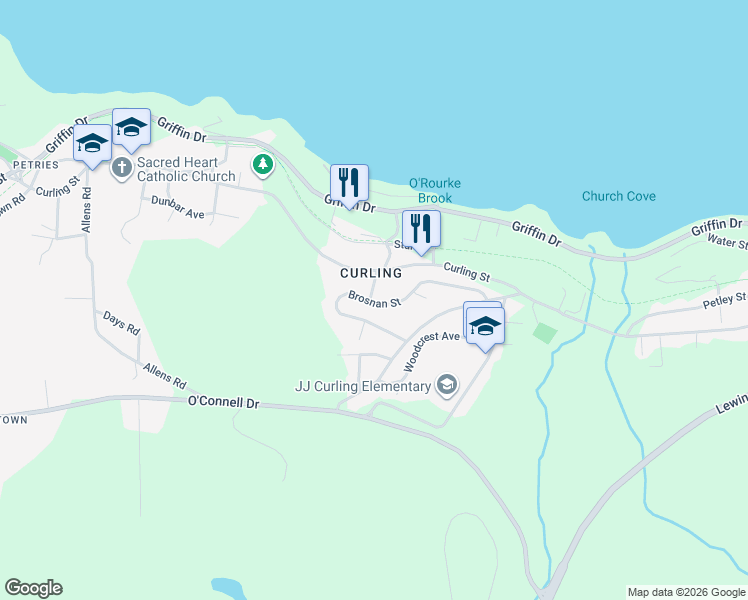 map of restaurants, bars, coffee shops, grocery stores, and more near 5 Conway Road in Corner Brook