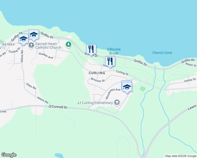 map of restaurants, bars, coffee shops, grocery stores, and more near 5 Conway Road in Corner Brook