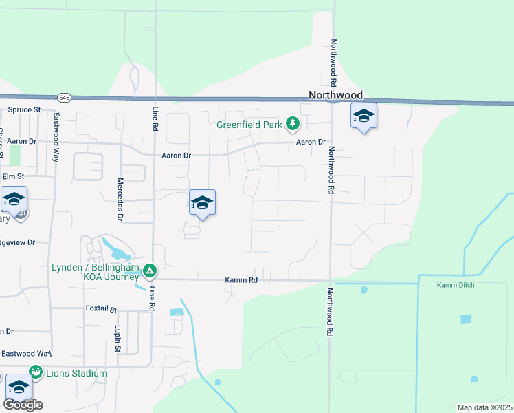 map of restaurants, bars, coffee shops, grocery stores, and more near 1929 Brome Street in Lynden