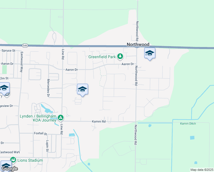 map of restaurants, bars, coffee shops, grocery stores, and more near 1929 Brome Street in Lynden