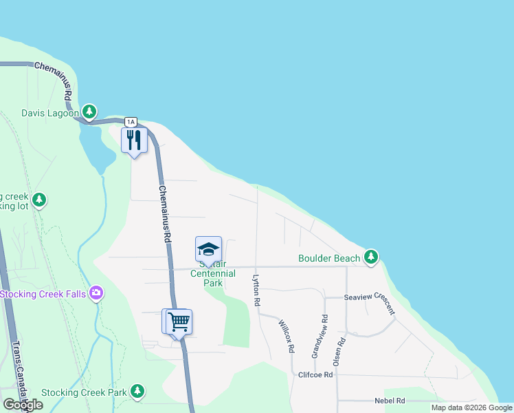 map of restaurants, bars, coffee shops, grocery stores, and more near 11026 Bazan Road in Ladysmith