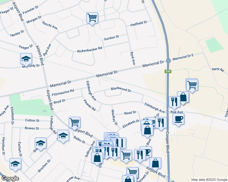 map of restaurants, bars, coffee shops, grocery stores, and more near 55 Blackwood Drive in Gander