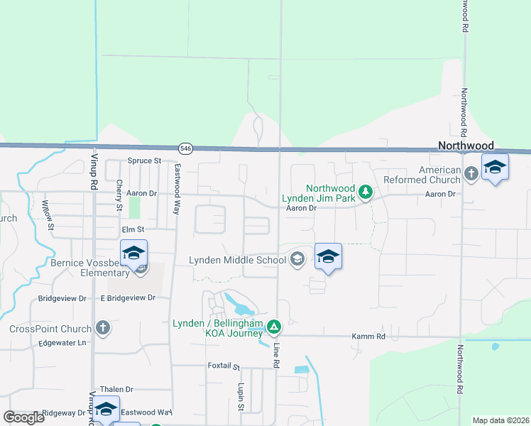 map of restaurants, bars, coffee shops, grocery stores, and more near 1676 Lexi Loop in Lynden