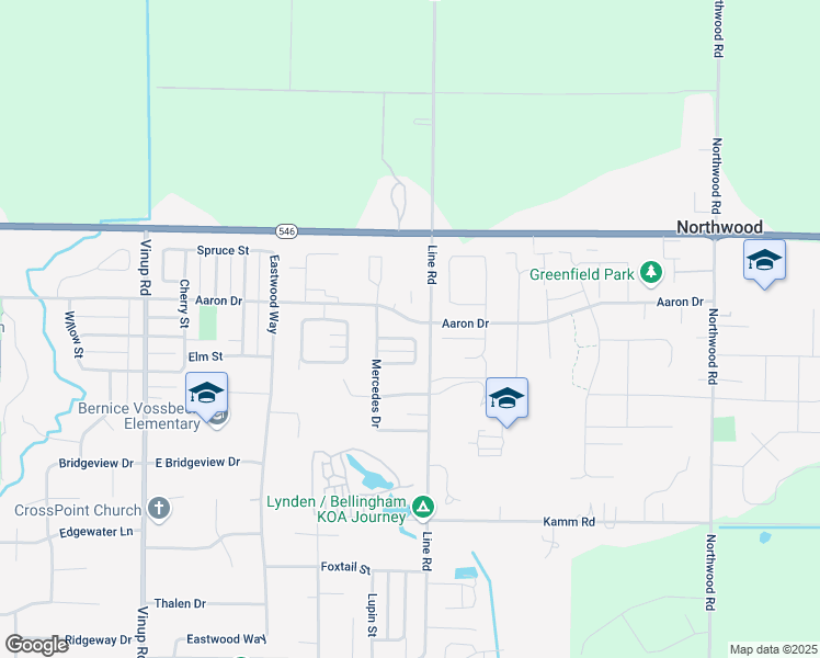 map of restaurants, bars, coffee shops, grocery stores, and more near 1676 Lexi Loop in Lynden