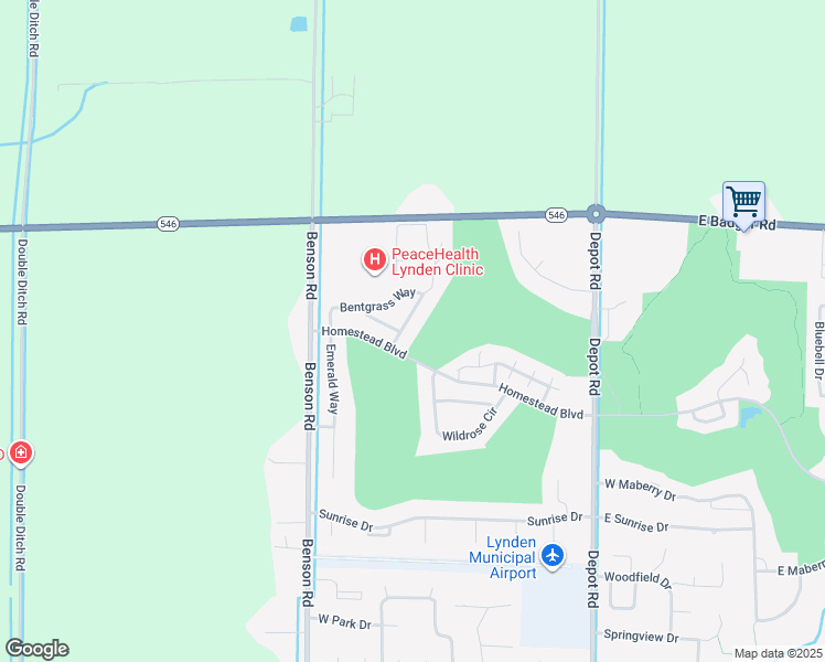 map of restaurants, bars, coffee shops, grocery stores, and more near 2016 Greenview Lane in Lynden