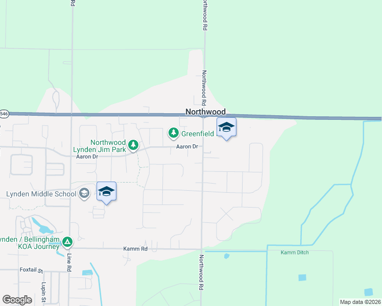 map of restaurants, bars, coffee shops, grocery stores, and more near 2035 Woodsman Drive in Lynden