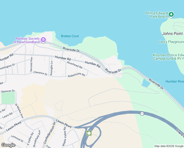 map of restaurants, bars, coffee shops, grocery stores, and more near 72 Riverhead Road in Corner Brook