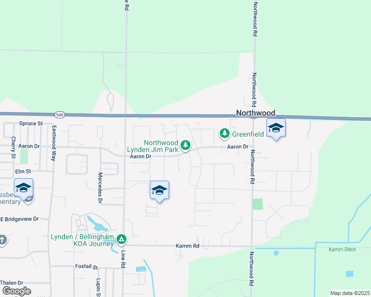 map of restaurants, bars, coffee shops, grocery stores, and more near 2253 Bluestem Street in Lynden