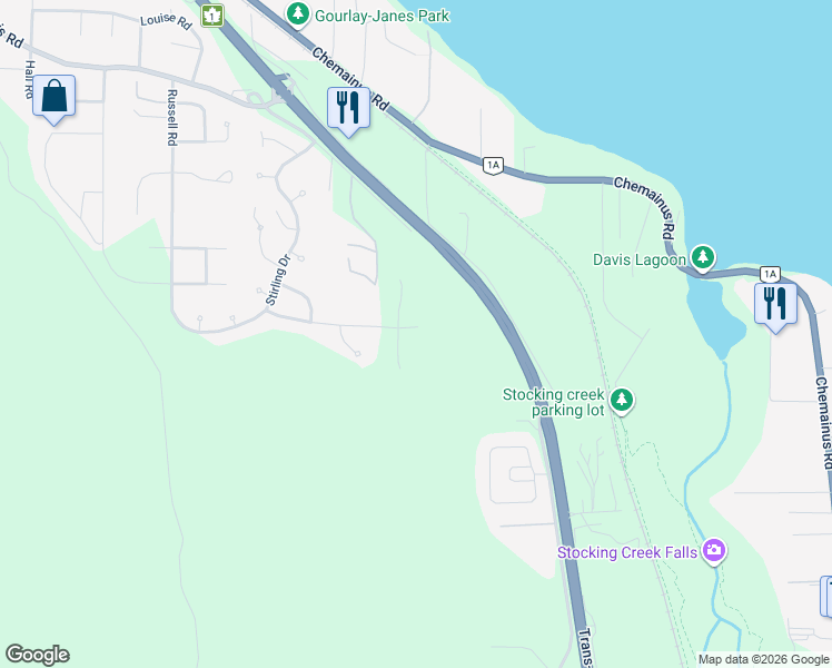 map of restaurants, bars, coffee shops, grocery stores, and more near 653 Sanderson Road in Ladysmith