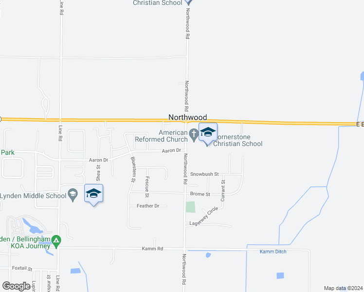 map of restaurants, bars, coffee shops, grocery stores, and more near 8868 Northwood Road in Lynden