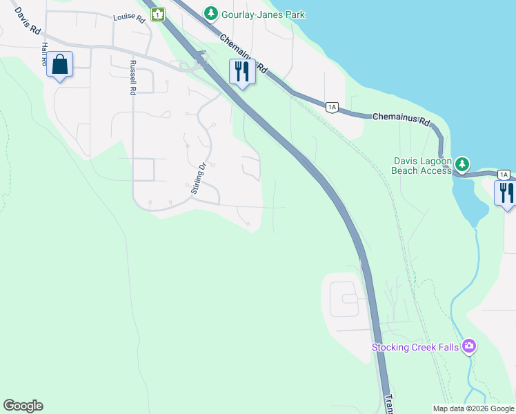 map of restaurants, bars, coffee shops, grocery stores, and more near 669 Sanderson Road in Ladysmith