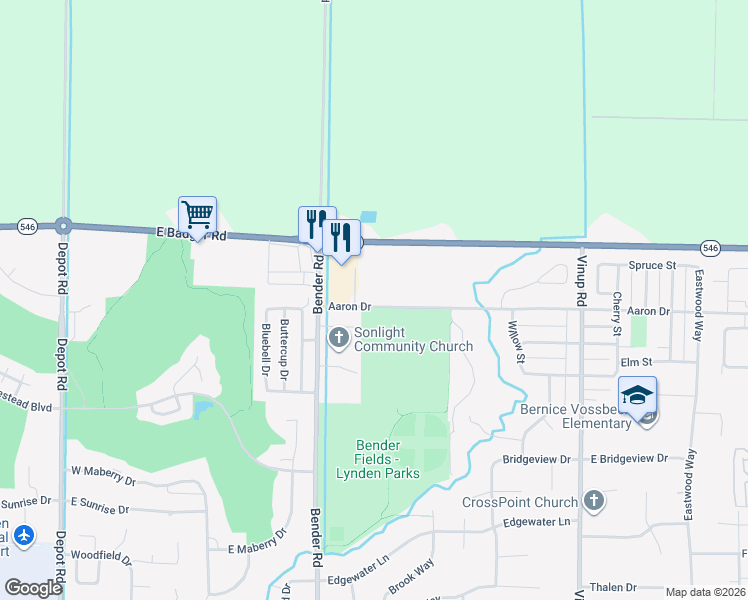 map of restaurants, bars, coffee shops, grocery stores, and more near 817 Aaron Drive in Lynden