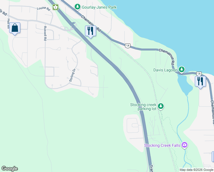 map of restaurants, bars, coffee shops, grocery stores, and more near 653 Sanderson Road in Ladysmith