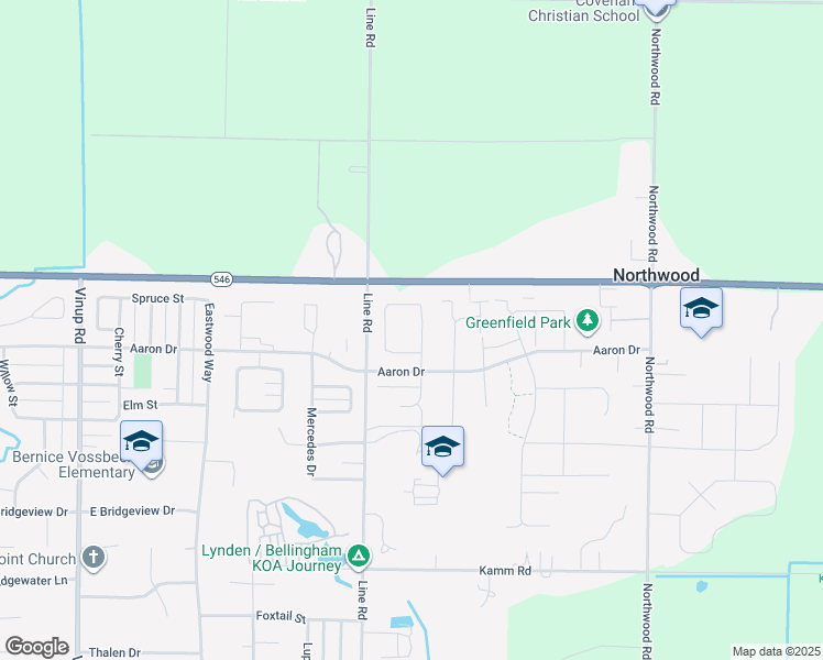 map of restaurants, bars, coffee shops, grocery stores, and more near 1331 East Badger Road in Lynden
