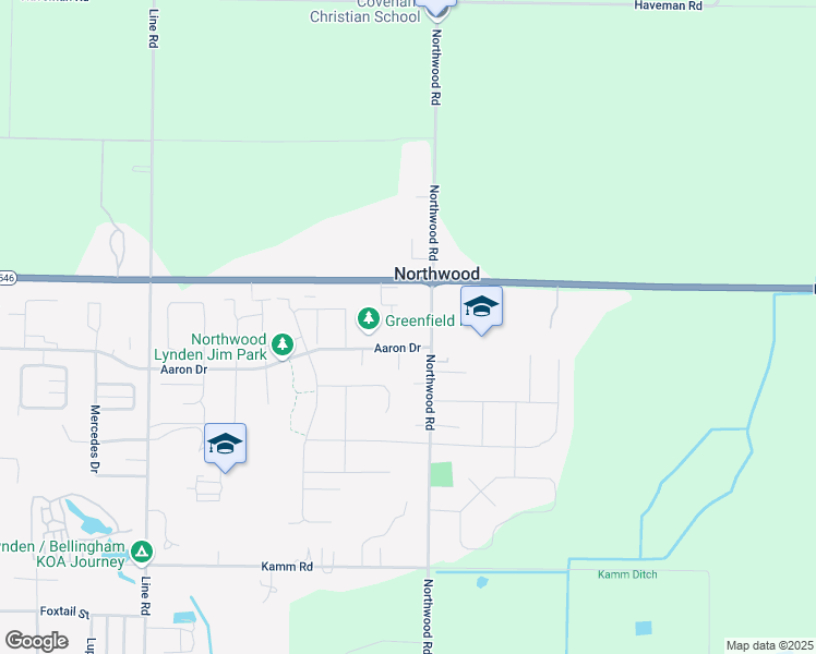map of restaurants, bars, coffee shops, grocery stores, and more near 8865 Northwood Road in Lynden