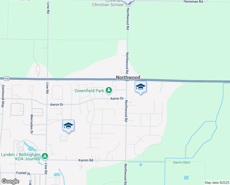 map of restaurants, bars, coffee shops, grocery stores, and more near 8865 Northwood Road in Lynden