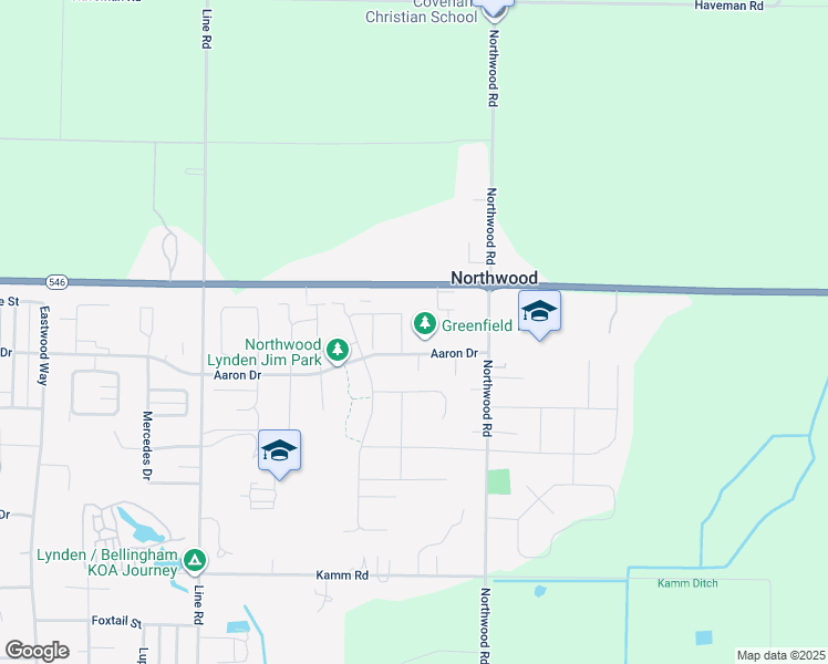 map of restaurants, bars, coffee shops, grocery stores, and more near 2256 Sedge Street in Lynden