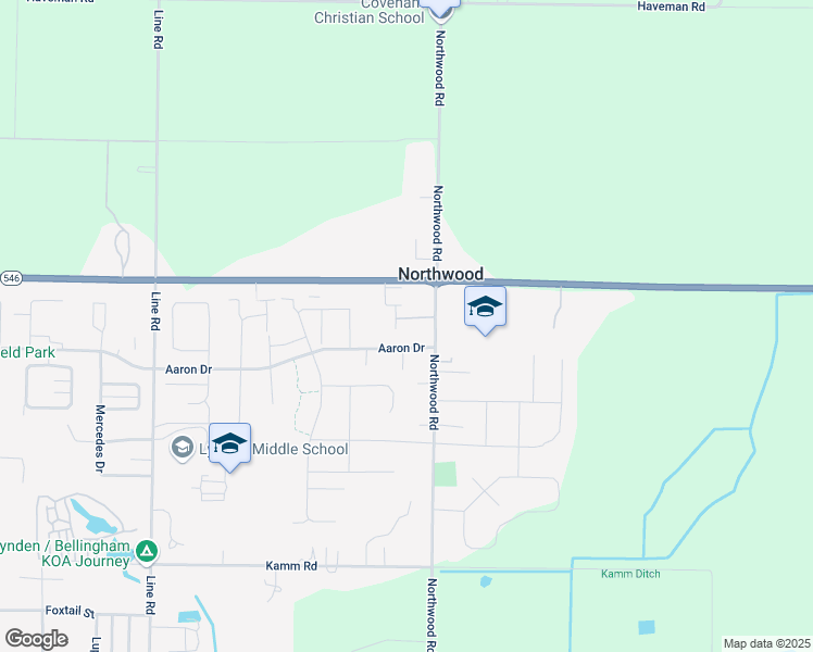 map of restaurants, bars, coffee shops, grocery stores, and more near 8865 Northwood Road in Lynden