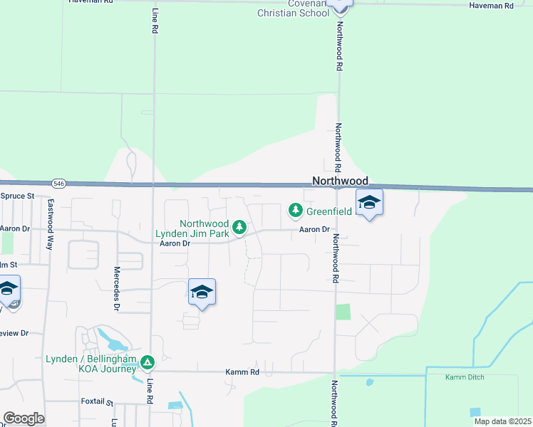map of restaurants, bars, coffee shops, grocery stores, and more near 1966 North Prairie Lane in Lynden