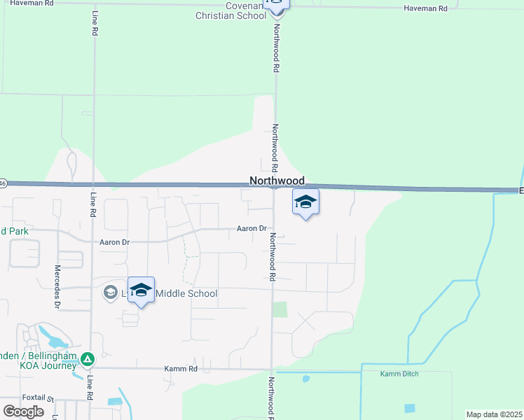 map of restaurants, bars, coffee shops, grocery stores, and more near 8865 Northwood Road in Lynden