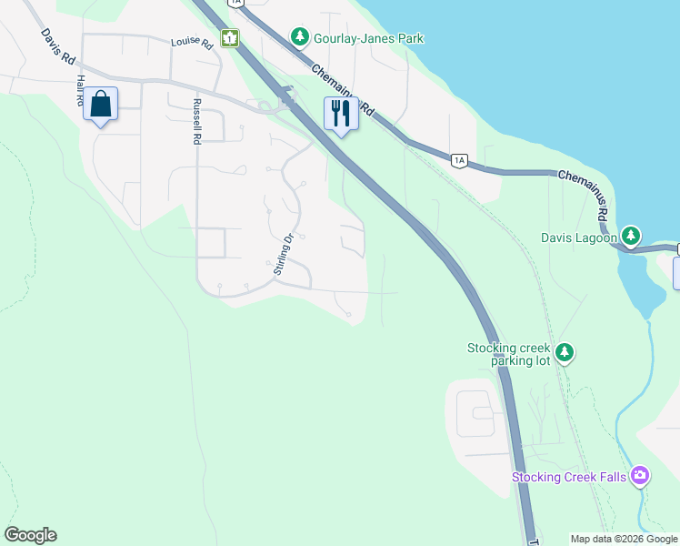 map of restaurants, bars, coffee shops, grocery stores, and more near 653 Sanderson Road in Ladysmith