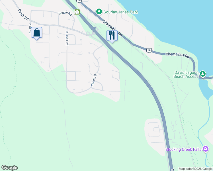 map of restaurants, bars, coffee shops, grocery stores, and more near 625 Sanderson Road in Ladysmith