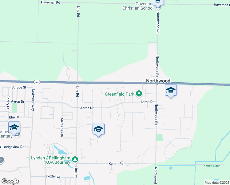 map of restaurants, bars, coffee shops, grocery stores, and more near 2253 Bluestem Street in Lynden