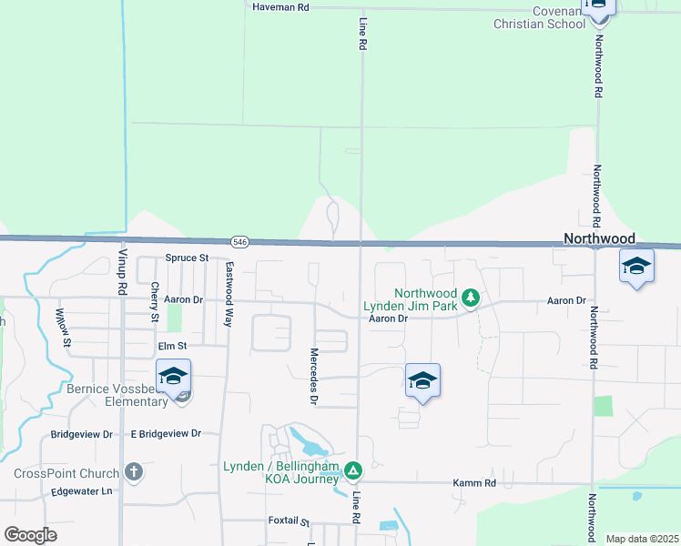 map of restaurants, bars, coffee shops, grocery stores, and more near 2232 Mercedes Place in Lynden