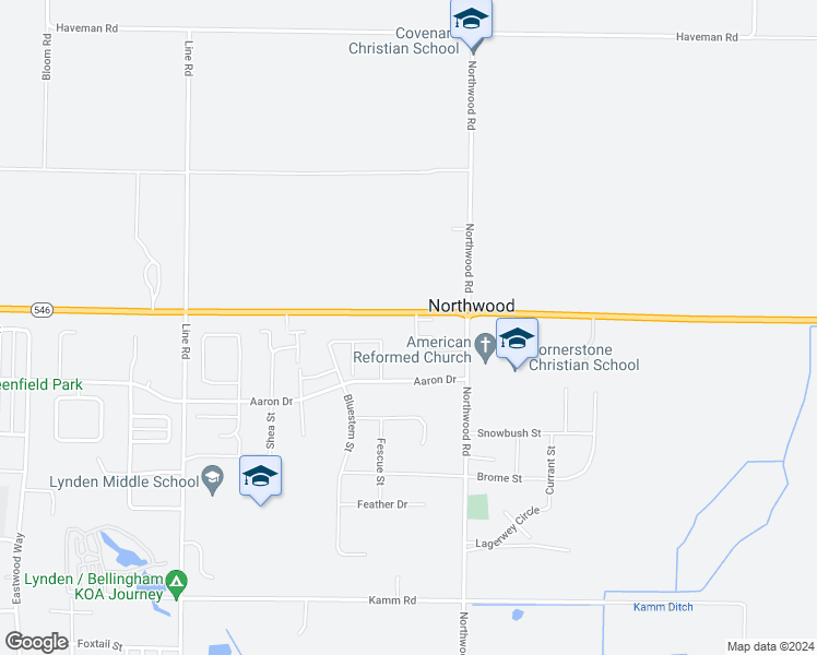 map of restaurants, bars, coffee shops, grocery stores, and more near 2256 Sedge Street in Lynden