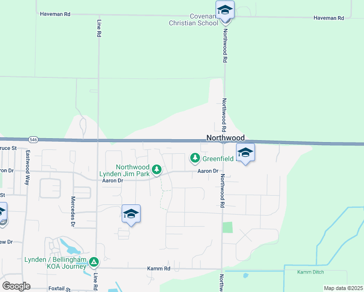 map of restaurants, bars, coffee shops, grocery stores, and more near 1436 East Badger Road in Lynden
