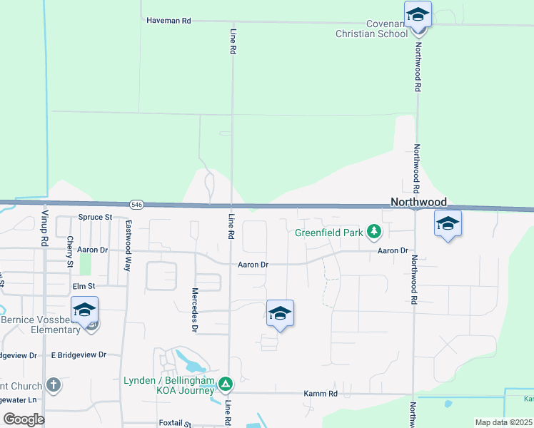 map of restaurants, bars, coffee shops, grocery stores, and more near 1331 East Badger Road in Lynden