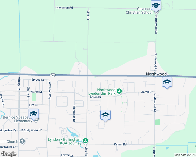 map of restaurants, bars, coffee shops, grocery stores, and more near 1331 East Badger Road in Lynden
