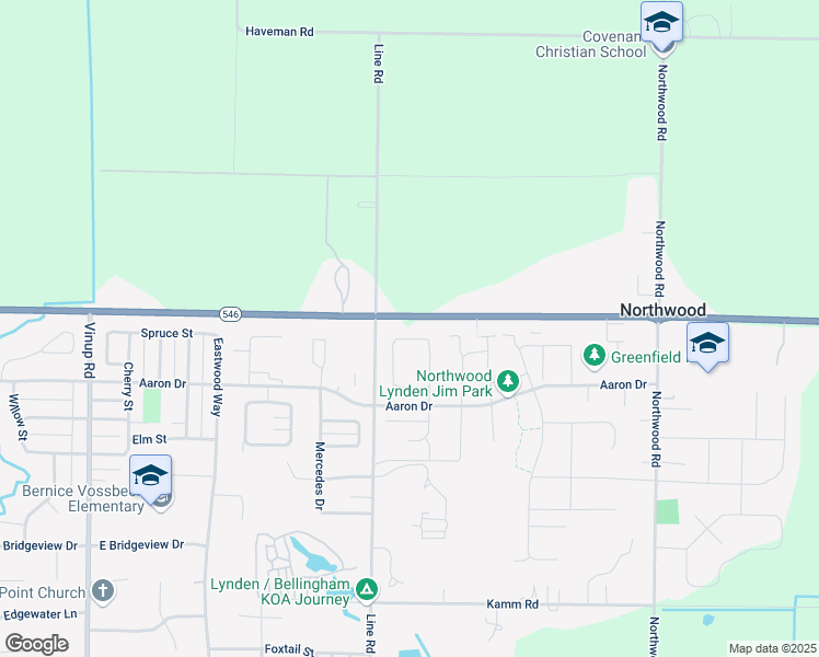 map of restaurants, bars, coffee shops, grocery stores, and more near 1270 East Badger Road in Lynden