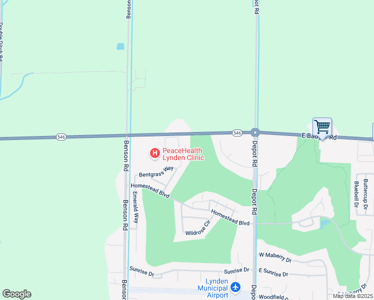 map of restaurants, bars, coffee shops, grocery stores, and more near 589 East Badger Road in Lynden