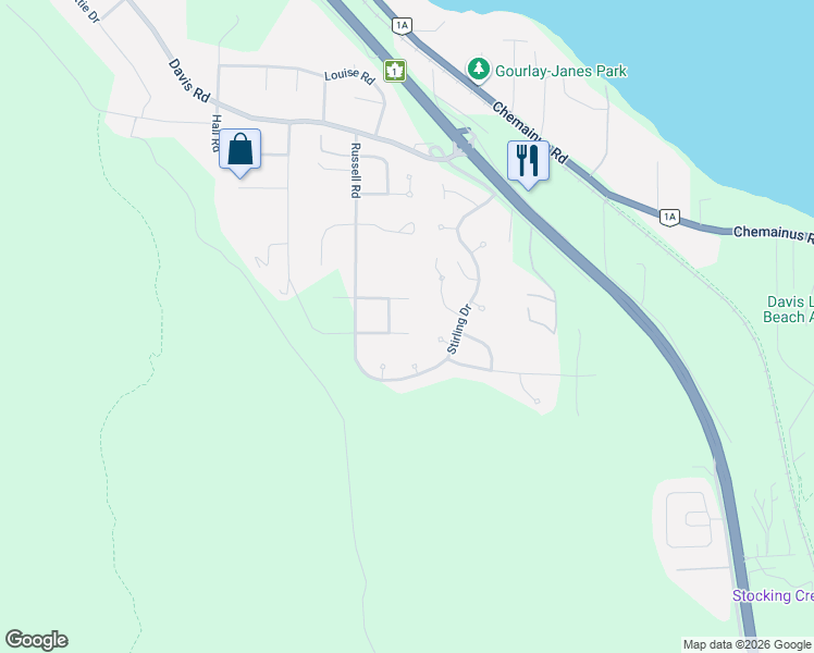 map of restaurants, bars, coffee shops, grocery stores, and more near 555 Hooper Place in Ladysmith