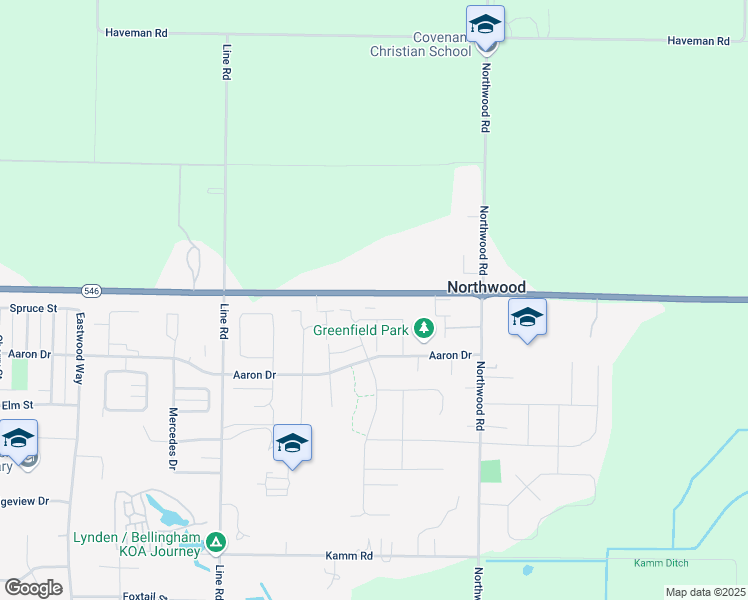map of restaurants, bars, coffee shops, grocery stores, and more near 1424 East Badger Road in Lynden