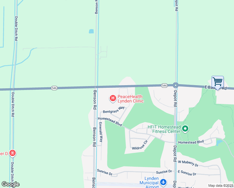map of restaurants, bars, coffee shops, grocery stores, and more near 2200 Greenview Circle in Lynden