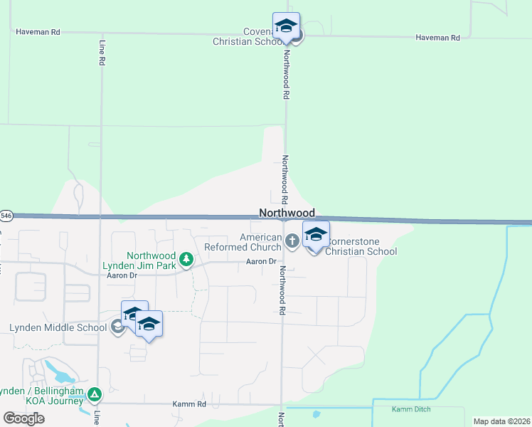 map of restaurants, bars, coffee shops, grocery stores, and more near 1496 East Badger Road in Lynden