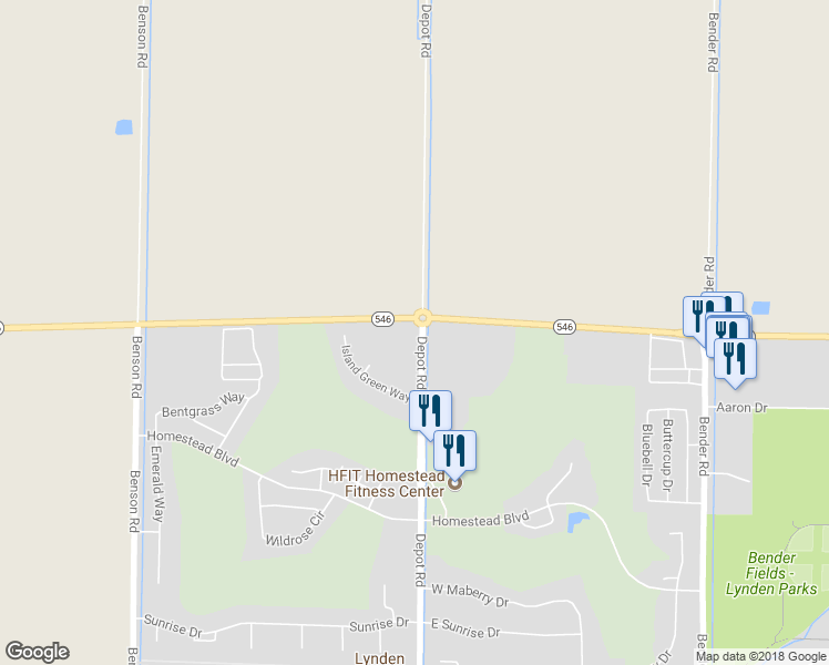 map of restaurants, bars, coffee shops, grocery stores, and more near 8896 Depot Rd in Lynden