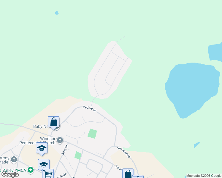 map of restaurants, bars, coffee shops, grocery stores, and more near Caribou Road in Grand Falls-Windsor