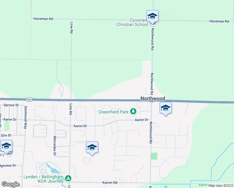 map of restaurants, bars, coffee shops, grocery stores, and more near 1424 East Badger Road in Lynden