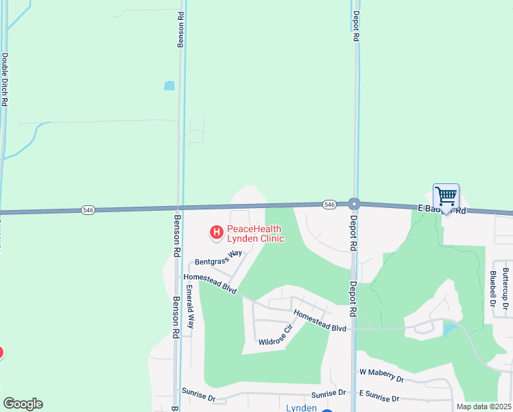 map of restaurants, bars, coffee shops, grocery stores, and more near 589 East Badger Road in Lynden