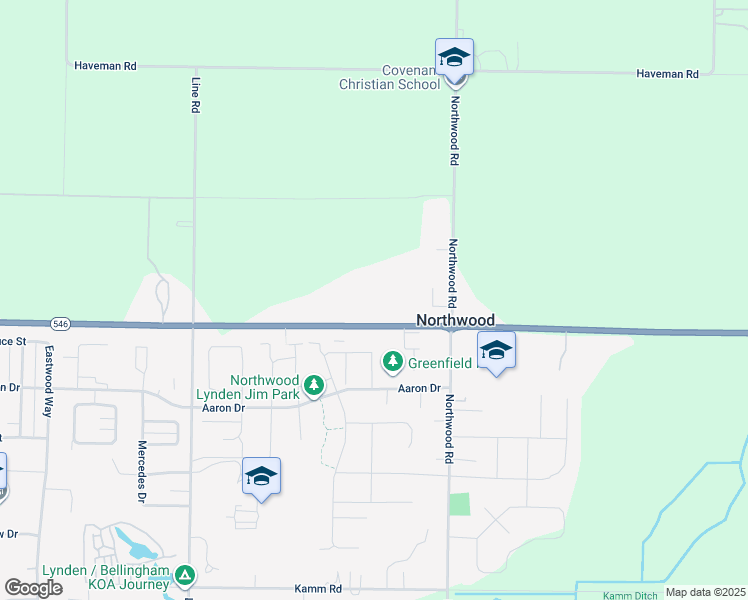 map of restaurants, bars, coffee shops, grocery stores, and more near 1436 East Badger Road in Lynden